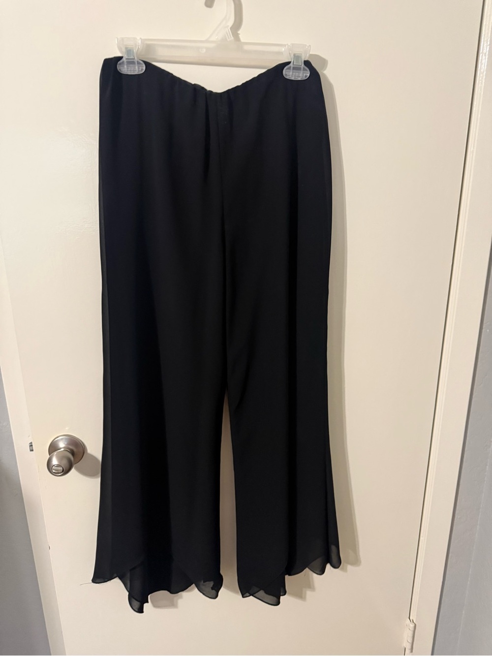 Alex Evenings Black Wide-Leg Chiffon Overlay Pants